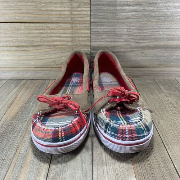 Vans Abby Slip On Loafer Flats Plaid Brown Boat Shoes Women’s Size 7 Sneakers - Picture 3 of 8